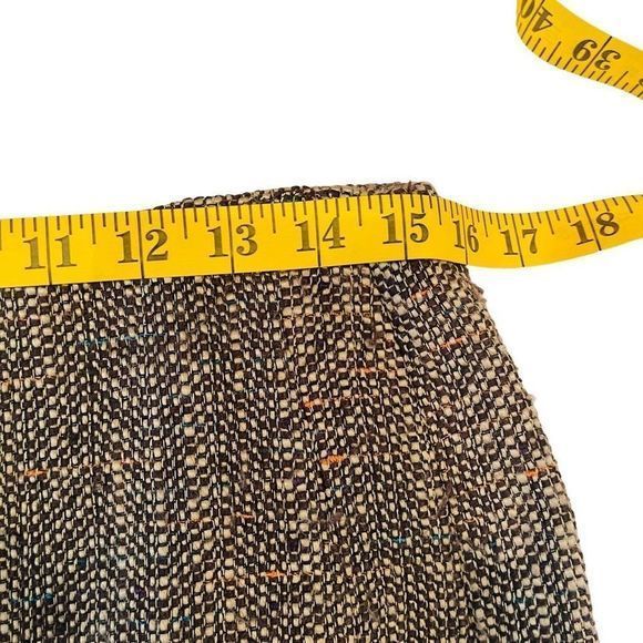 Oscar de la Renta Skirt Estilo Side Zip Gold Multicolor Fleck Tweed Lined SZ 8 - Picture 10 of 13